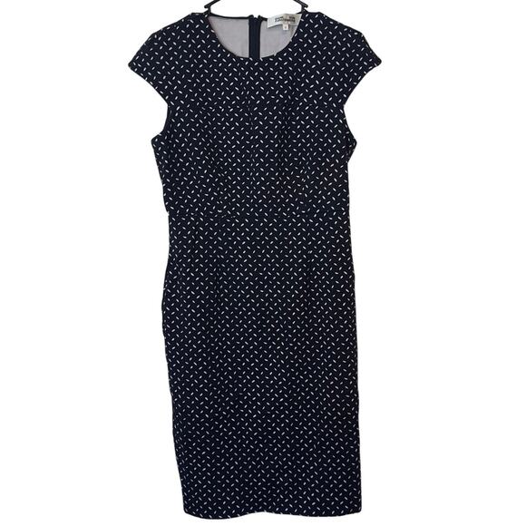 Diane Von Furstenberg Hadlie Bromley Dot Black Sheath Dress Size 8 Evening - Picture 1 of 9